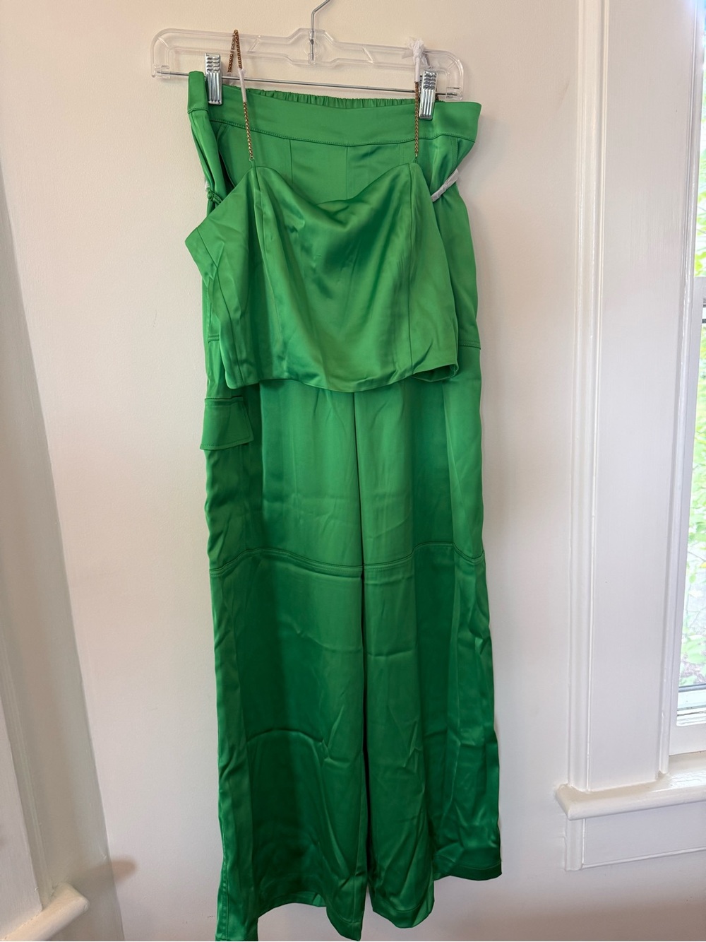 Green Satin Strapless Women’s Two-Piece Set